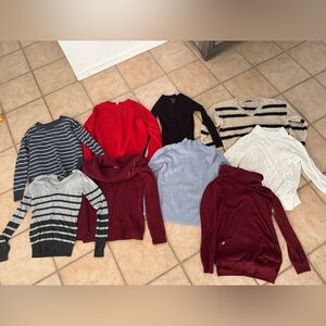 Women’s Sweater Size Small Bundle Lot Of 9 Cozy Knit Turtleneck Long Sleeve